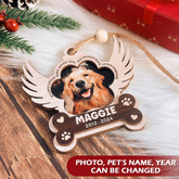Personalized Pet Memorial Ornament, Dog Memorial 3 Layered Wooden Ornament, Sympathy Gifts Christmas Ornaments for Dog Lovers